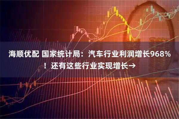 海顺优配 国家统计局：汽车行业利润增长968%！还有这些行业实现增长→